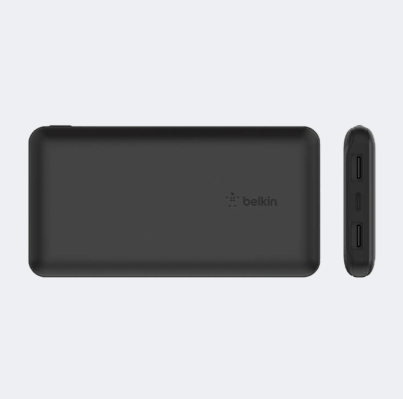 BELKIN 10K Power Bank with USB-C 15W, Dual USB-A, 15cm USB-A to C Cable, Blue